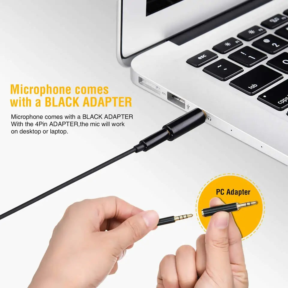 Lavalier Clip-On Microphone – 1.5m 3.5mm Audio Mic