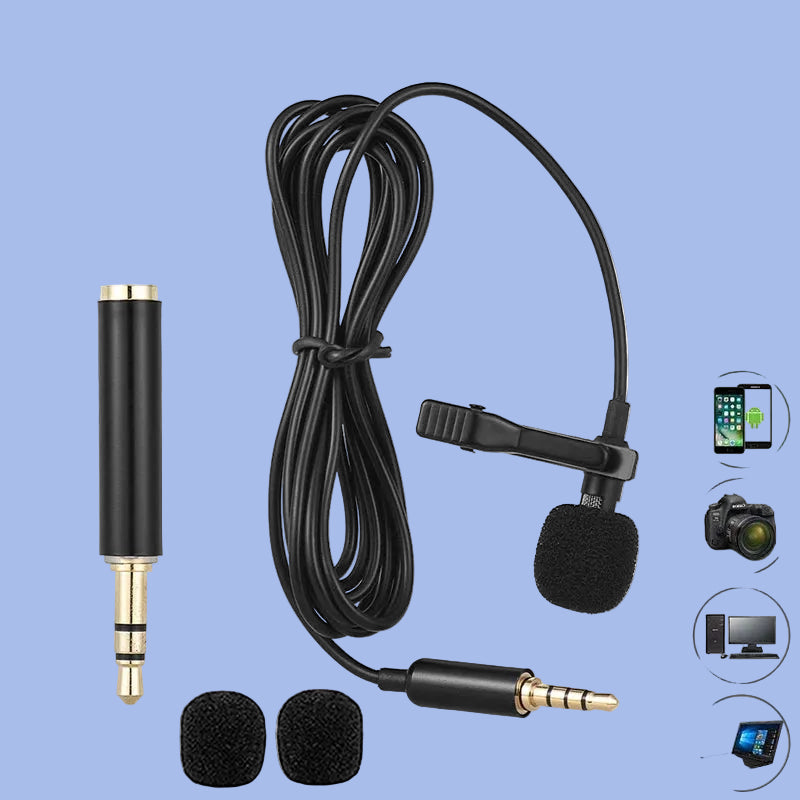 Lavalier Clip-On Microphone – 1.5m 3.5mm Audio Mic