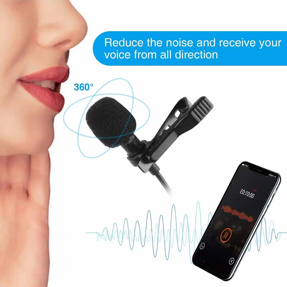 Lavalier Clip-On Microphone – 1.5m 3.5mm Audio Mic