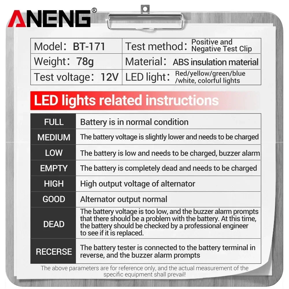 ANENG BT-171 12V Battery Tester